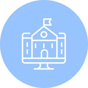 Icono de escuela en línea